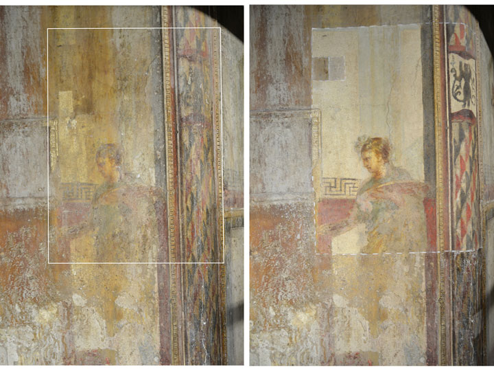 restauro tassello parete nord sala achille a sciro restauro affreschi domus aurea roma ©PAC foto B_Angeli emotions magazine rivista viaggi rivista turismo