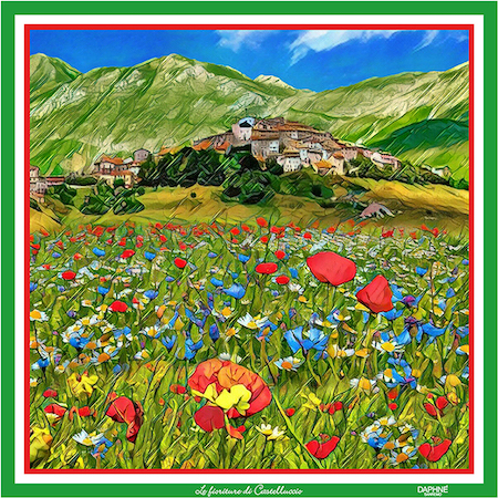 Foulard DAPHNE- Le fioriture di Castelluccio